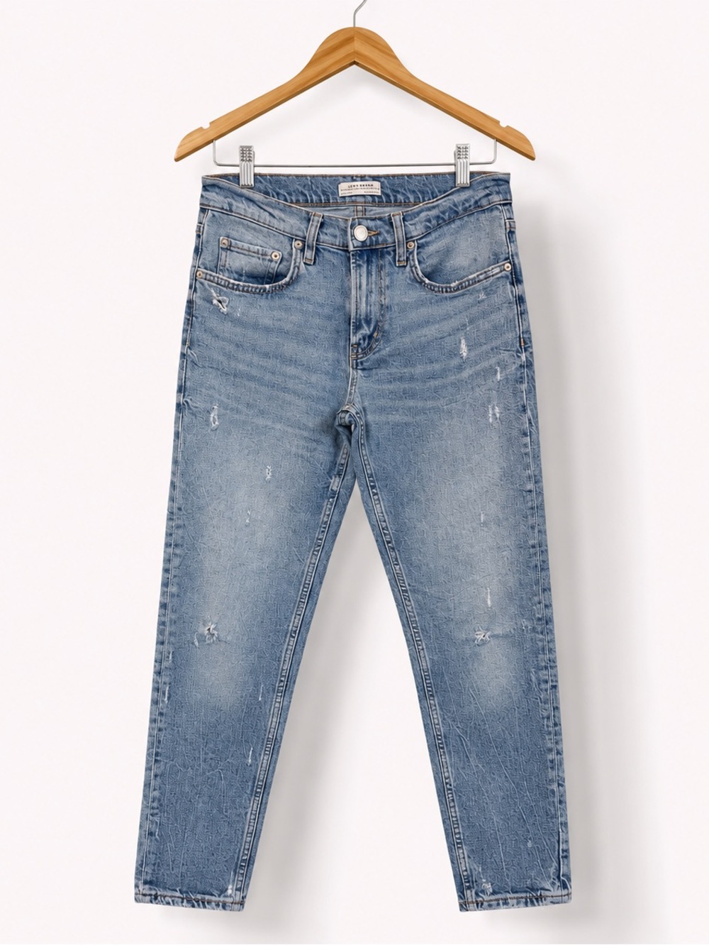 ZARA Distressed Straight Leg Jeans Light Wash Denim USA 4